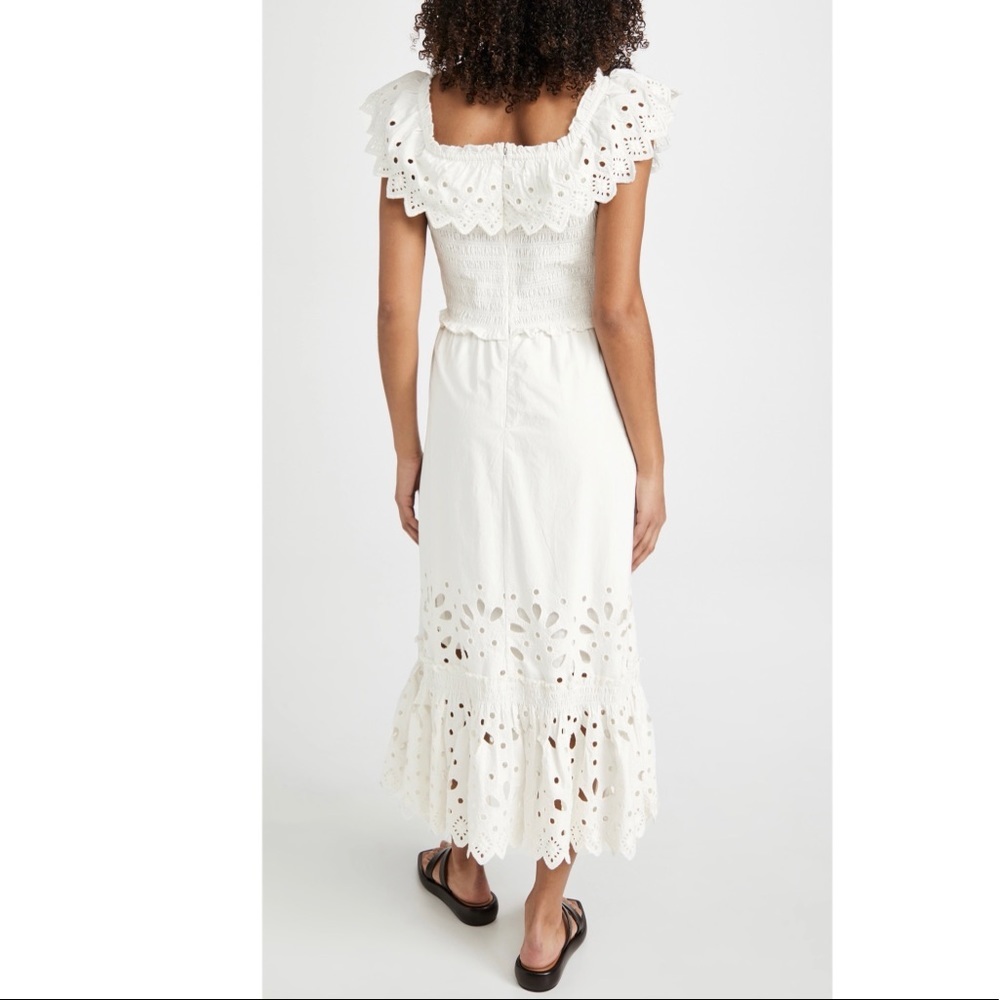 Sea Hazel Eyelet Smocked Ruffle Dress Sz M - Picture 2 of 3